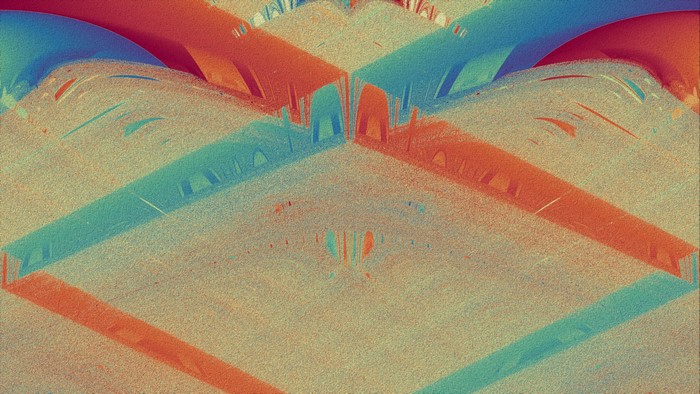 Abstract geometric pattern with orange and teal lines