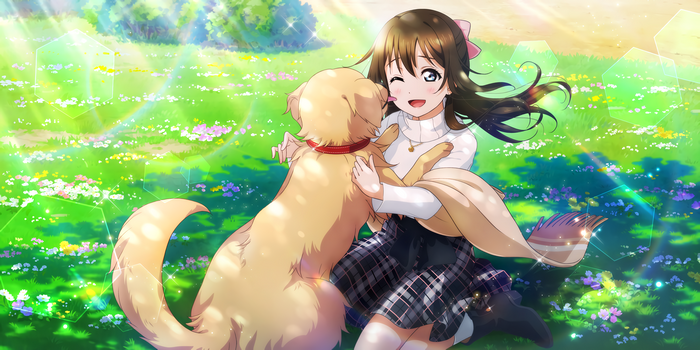 Osaka Shizuku from Love Live! Sunshine with a dog