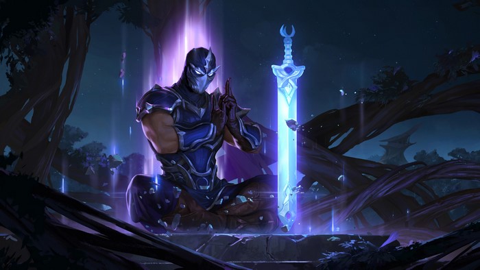 Shen from League of Legends with a glowing sword