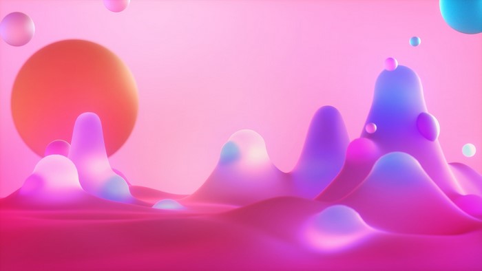 Abstract 3D liquid rendering with colorful spheres