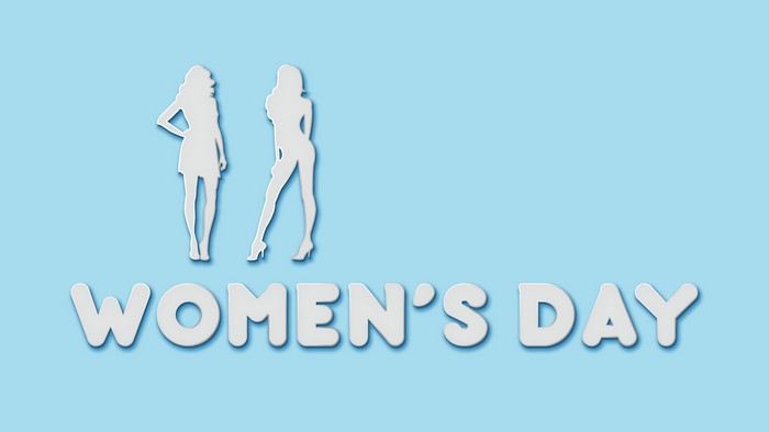 Women's Day typography with female silhouettes