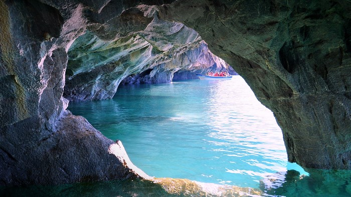 Boat tour in marble caves, Patagonia, Chile