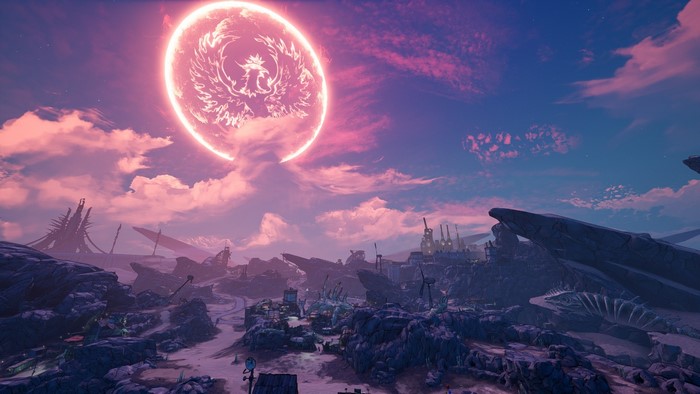 Borderlands 3 screenshot with a phoenix sun