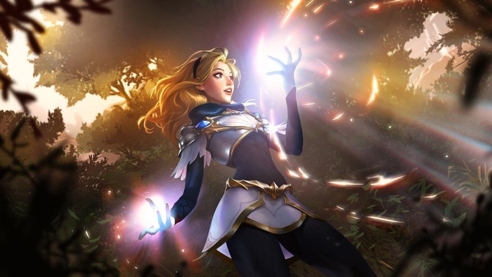 Lux from League of Legends in a forest
