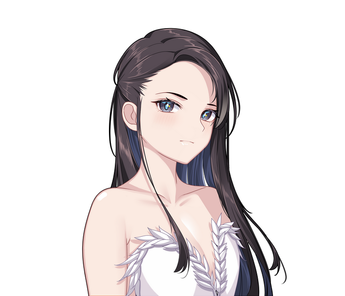 Anime girl with dark hair and gray eyes