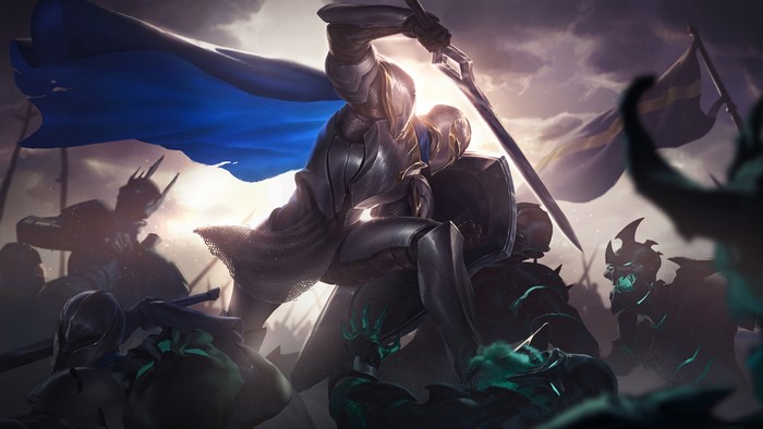 Knights in battle from Legends of Runeterra