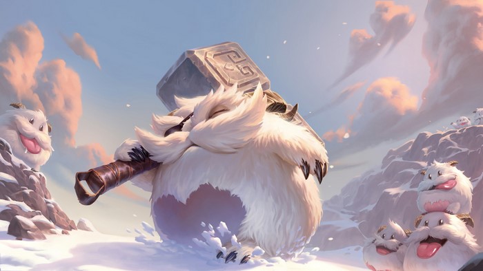 Poro with a hammer from League of Legends