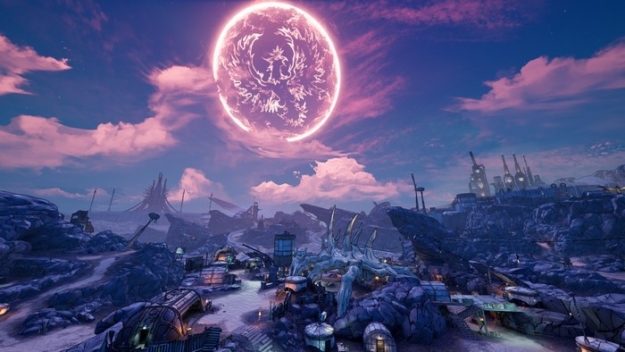 Borderlands 3 screenshot with a large celestial body