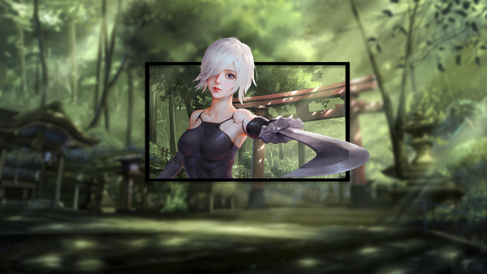 A2 from Nier: Automata in a forest shrine