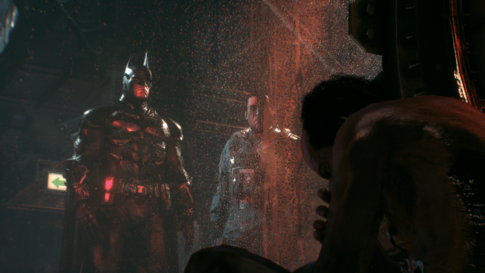 Batman from Batman: Arkham Knight in a dark room