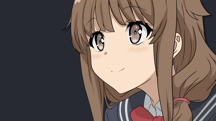 Anime girl with brown hair and school uniform
