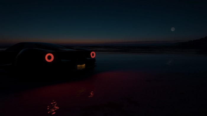 4K Ford GT Mk II on beach at night