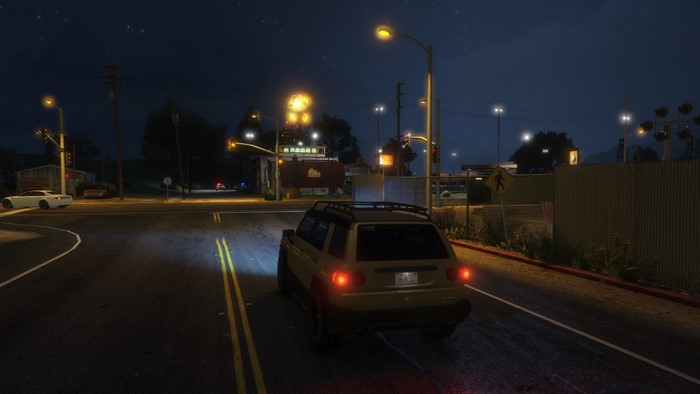 Grand Theft Auto V screenshot of a Jeep at night