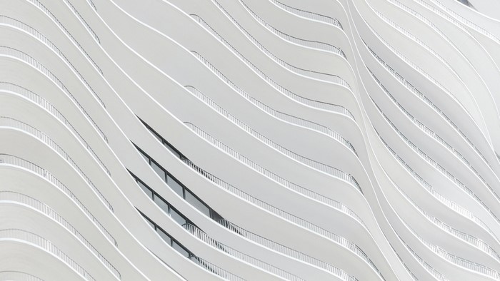 Abstract architectural detail of a modern building with balconies
