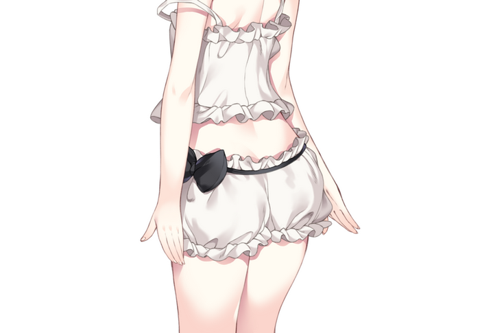 Anime Girl in White Bloomers with Bow
