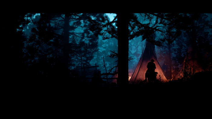 Cowboy at a campfire in Red Dead Redemption 2