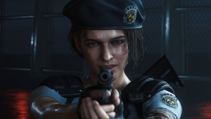 Jill Valentine from Resident Evil 3 holding a gun
