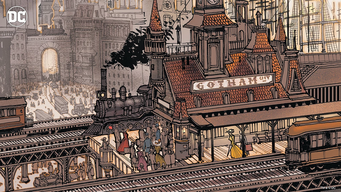 Gotham City Train Station with DC Comics Logo