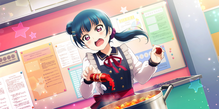 Tsushima Yoshiko from Love Live! Sunshine cooking