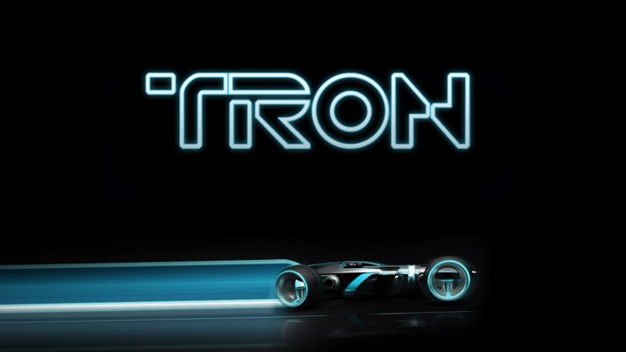 Tron: Legacy movie logo and light cycle