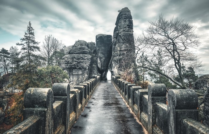 Bastei Bridge in Saxon Switzerland National Park, Czech Republic