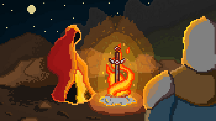 knight, pixel art, medieval, fire, sorcerer, sword, magician, Dark ...