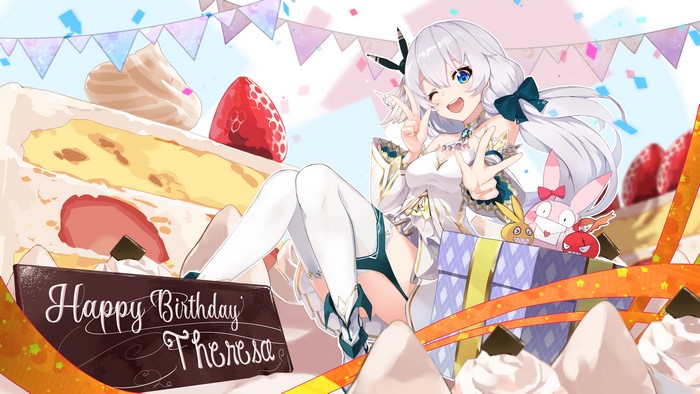 Theresa Apocalypse from Honkai Impact 3rd celebrating her birthday