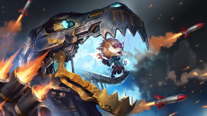 4K League of Legends: Rumble in a giant robot