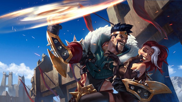 Draven and a woman from League of Legends