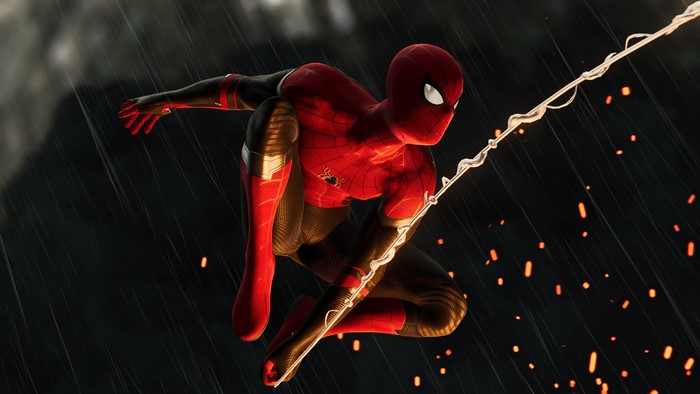 4K Spider-Man Swinging Action Marvel