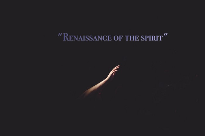 Renaissance of the Spirit text with hand