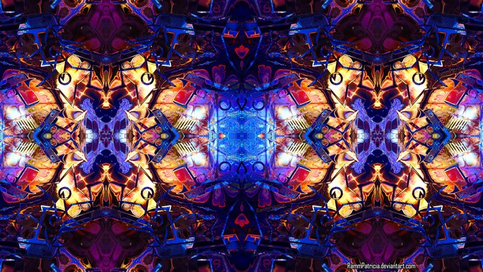 Kaleidoscope abstract digital art with weapons