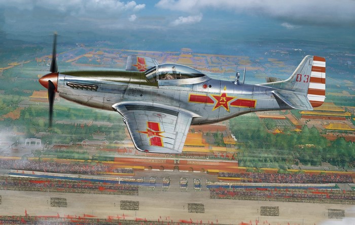 Chinese Air Force P-51 Mustang over Tiananmen Square