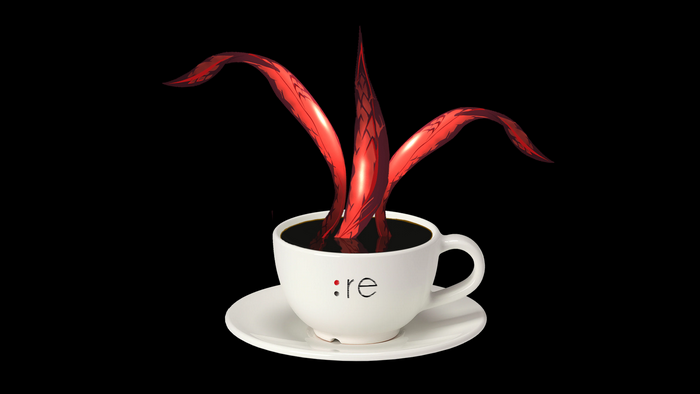 Coffee cup with red plant from Tokyo Ghoul:re