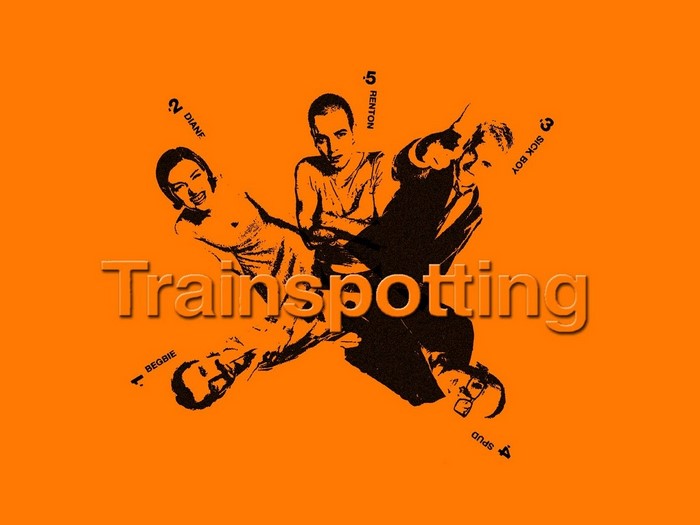 Trainspotting movie poster with characters