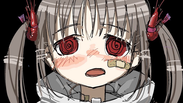 Anime girl with shrimp hair accessories