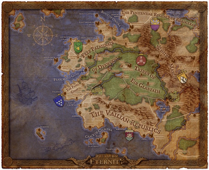 Map of Eora from Pillars of Eternity