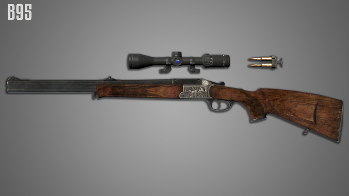 B95 rifle with scope and bullets