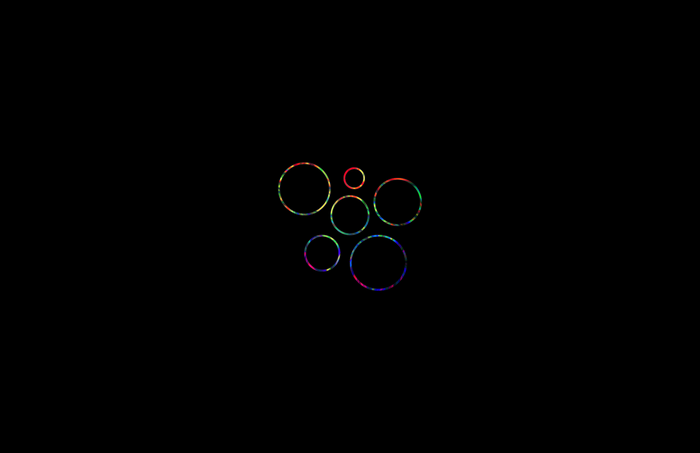 Abstract colorful circles on a black background