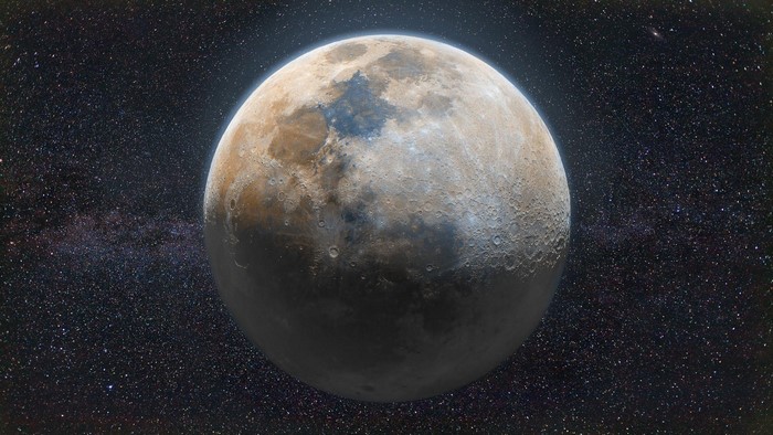 The Moon in Space with Stars