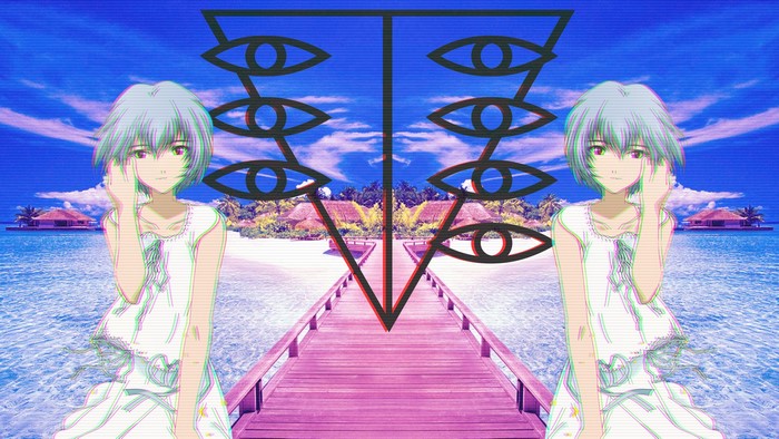 Ayanami Rei from Neon Genesis Evangelion on a beach