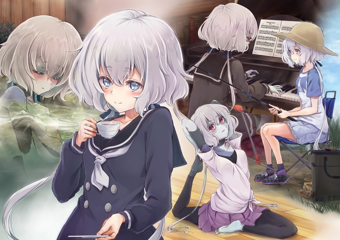 Junko Konno from Zombieland Saga playing piano and fishing