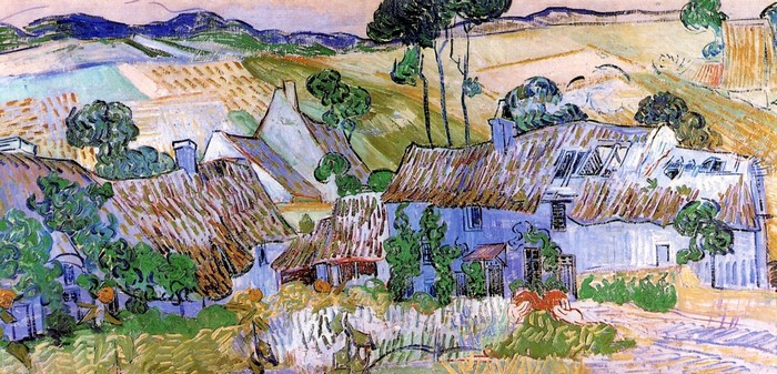 Vincent van Gogh's painting of houses and fields