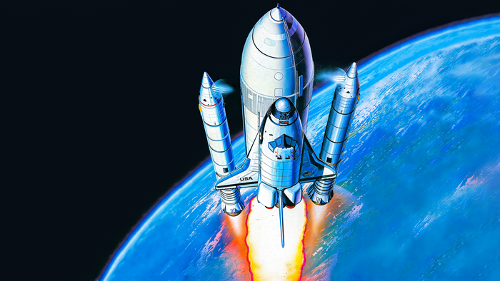 Space Shuttle Launching from Earth