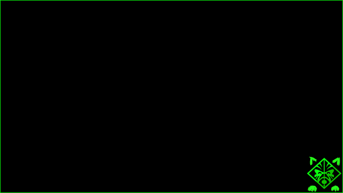 Green border with a stylized wolf logo