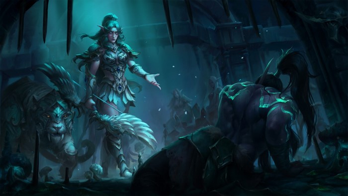 Tyrande Whisperwind and Illidan Stormrage from Warcraft III