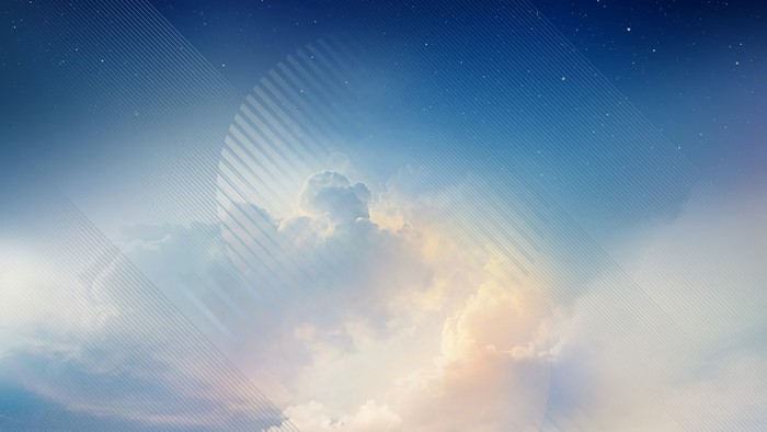 Abstract sky with clouds and geometric lines