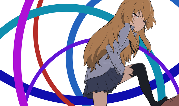 Aisaka Taiga from Toradora! with colorful abstract background