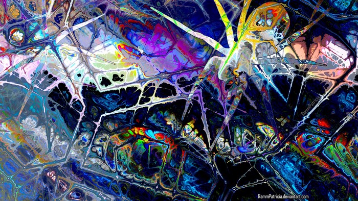 Abstract digital art of a colorful spider