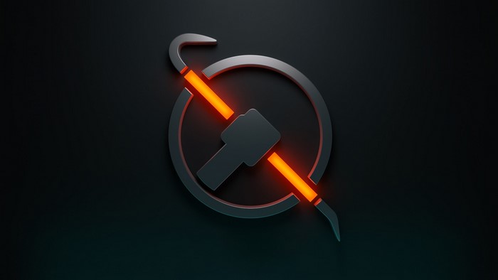Half-Life Black Mesa logo with crowbar and hammer